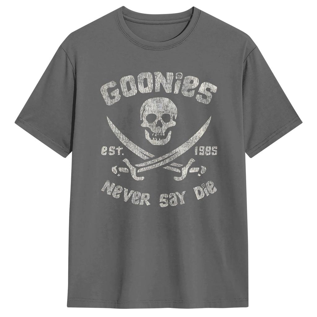 The Goonies Never Say Die Worn Out TShirt for Men Novelty 100 Cotton Tee Shirt O Neck Short Sleeve T Shirt Gift Idea Clothing