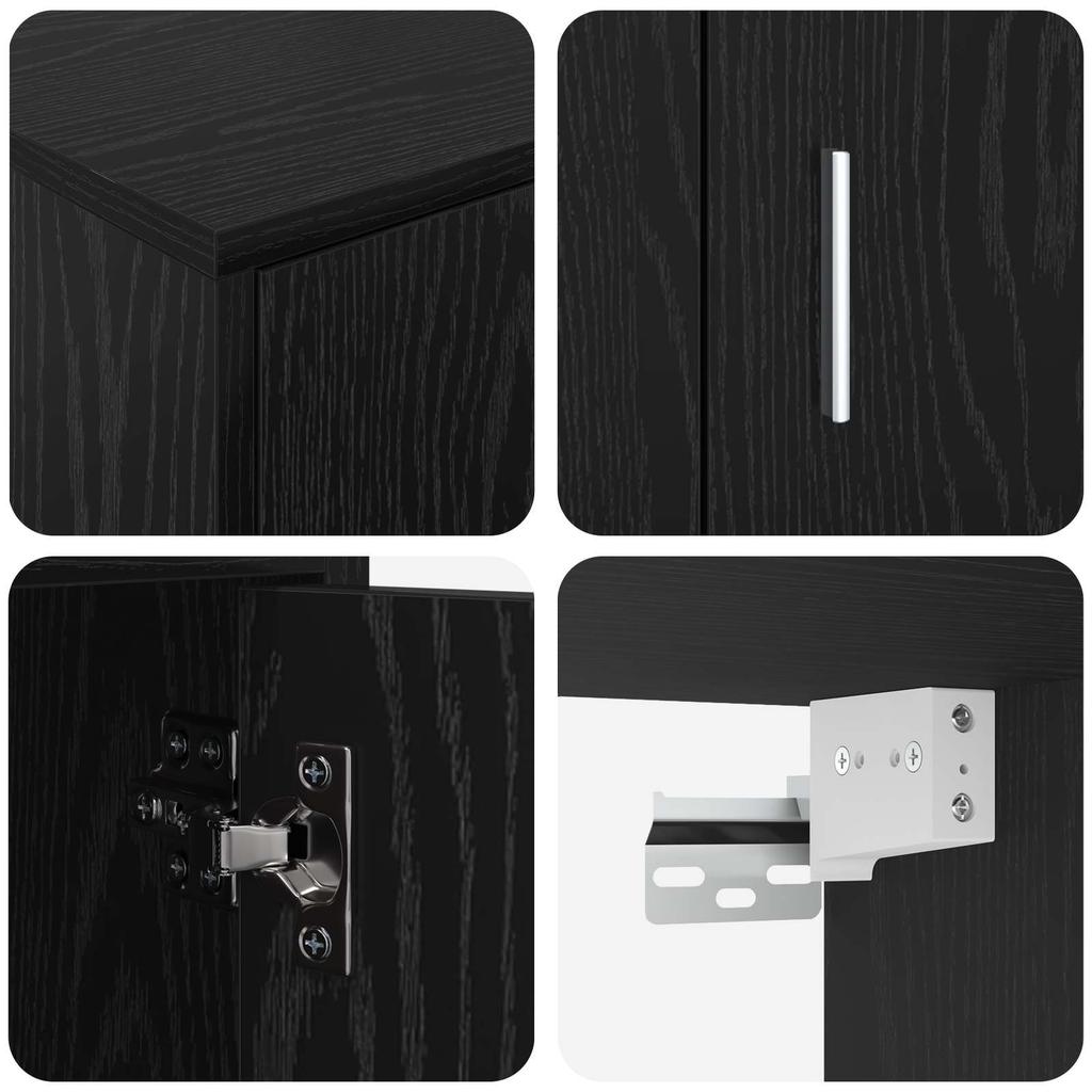 TV Cabinet Set 4 pcs Black Oak Effect Engineered Wood