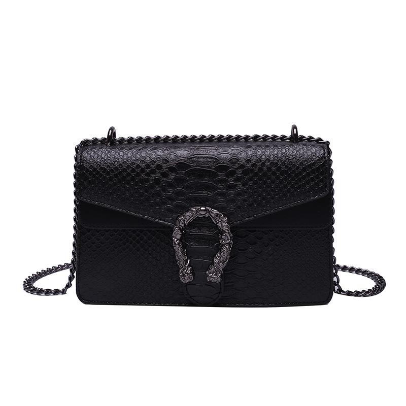 Snake Print Crossbody Chain Bag - 2024 Small European & American Style Single-Shoulder Bag for Women