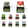 Christmas Wooden Painted Music Box Wooden Hand Crank Music Box Holiday Gift