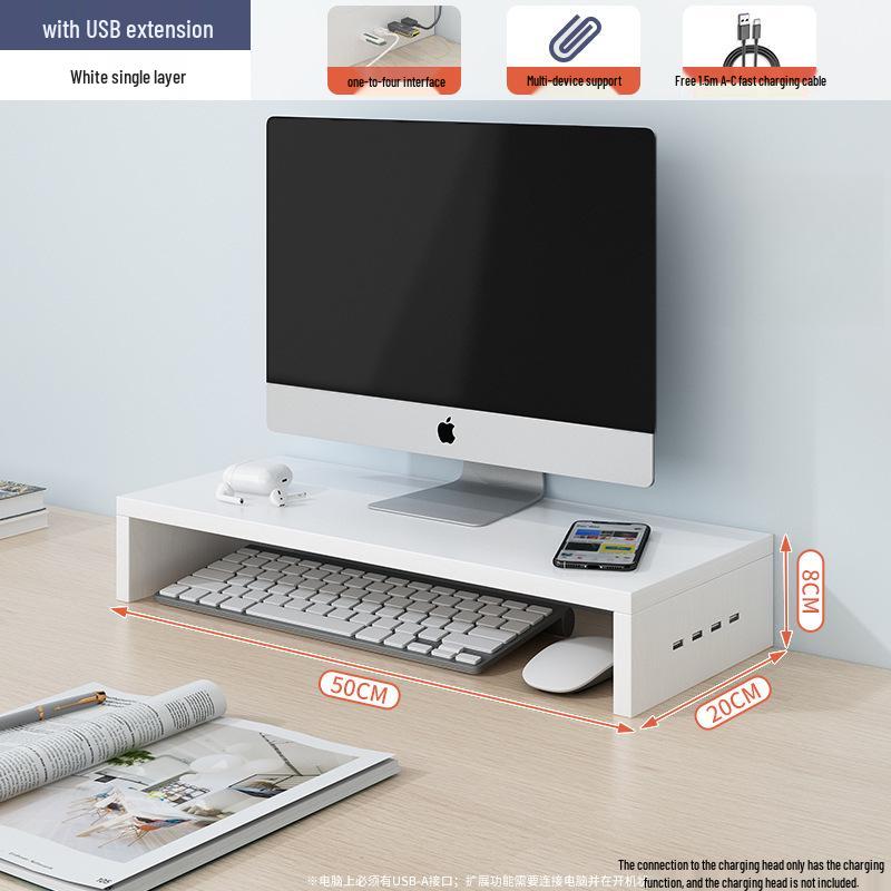 Desktop Monitor Stand and Laptop Riser with Office Storage