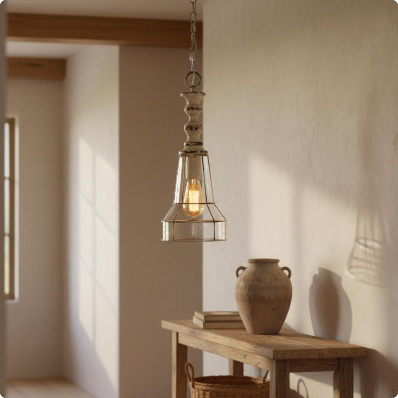 French Vintage Pendant Light Designer Decor Cage Lamp Antique Style Overhead