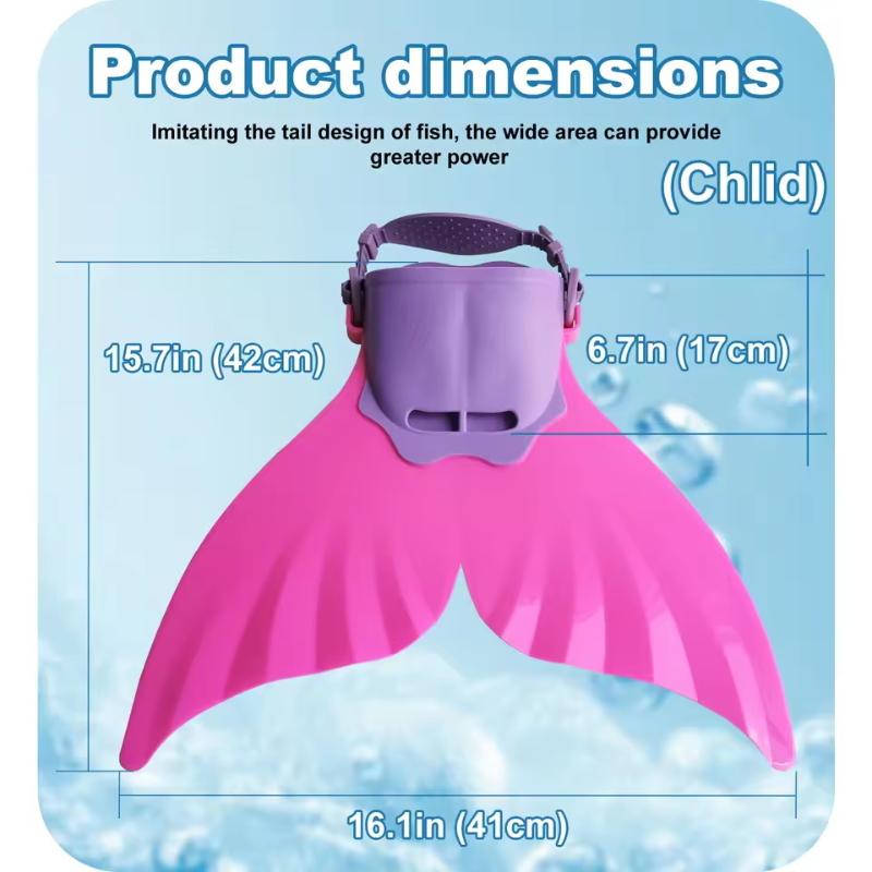 Adjustable Mermaid Silicone Swimming Fins Wear-Resistant Hard Fin for Kids Swim Training Pool Beach Summer Activities