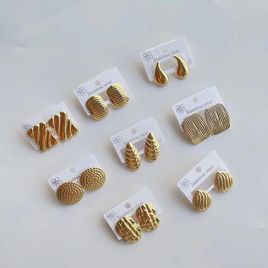 Casual Elegant Stainless Steel Stud Earrings for Women, Geometric Design , Perfect For Everyday Wear And Parties Perfect Gift