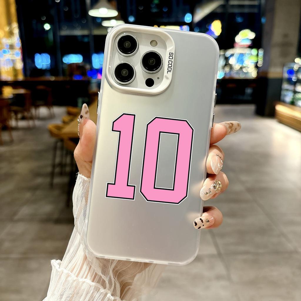Color Phone Case For iPhone 17 16E 16 11 15 14 Pro MAX 12 13 MINI 7 8 Plus XR SE Silver IMD Cover Fashion Number 7-10 Football