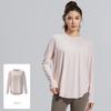 Juyitang Ice Silk Loose Fit Long-Sleeve Yoga Top with Round Neck