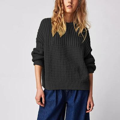 20 Pulover de damă, toamnă și iarnă, cu gât rotund, de culoare uni