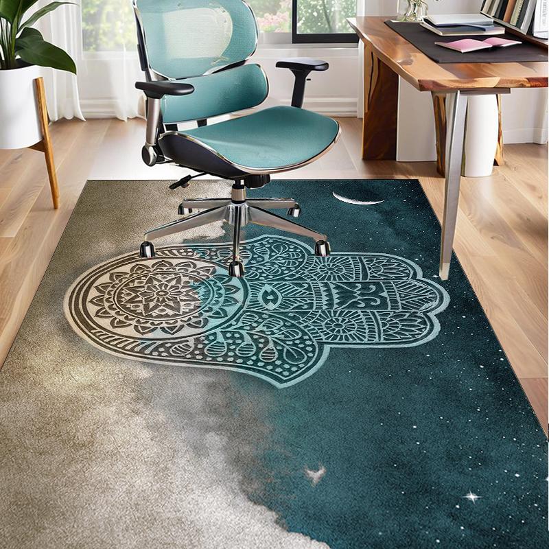 Golden Hamsa Symbol Office Rug Chair Mat, Entryway Carpet, Suitable for Front Door, Bedroom, Living Room, Desk, Holiday Gift