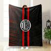 AC Milan Logo with Red Stripes Patterned Flannel Blanket Perfect for the Bedroom Living Room, Sofa, or a Little Nap