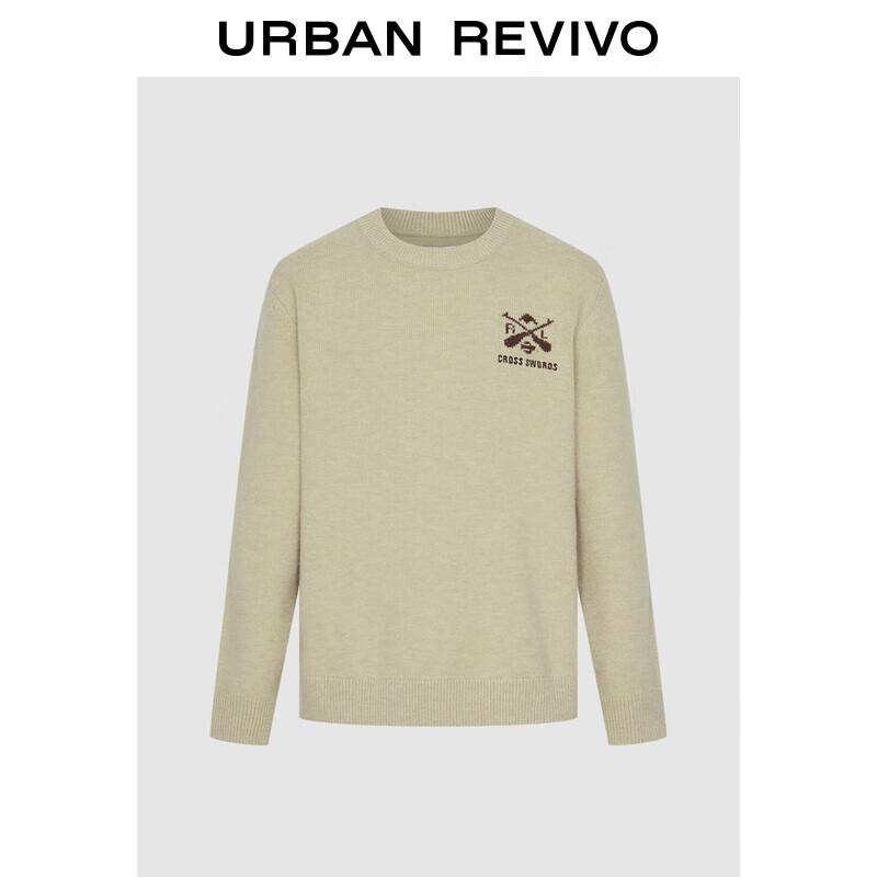 UR Men's Contrast Jacquard Round Neck Knit Sweater