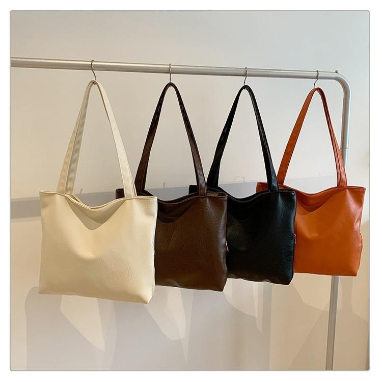 Vintage Korean Style Minimalist Tote Bag For Fashionable Autumn Outings In Black Orange Brown And White
