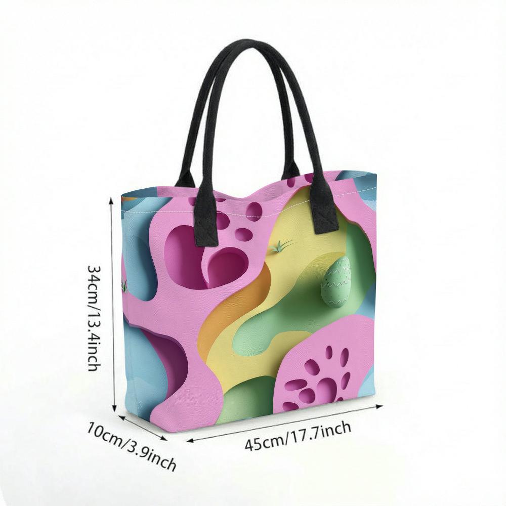 Colorful Geometric Print Casual Tote Bag Large Capacity Fashion Shoulder Bag for Daily Use