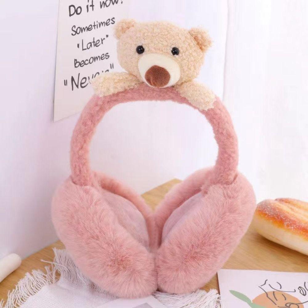 Soft For Children Stuffed Funny Unisex Female Ear Flap Bear Shape Earwarmer Cute Cartoon Earmuff