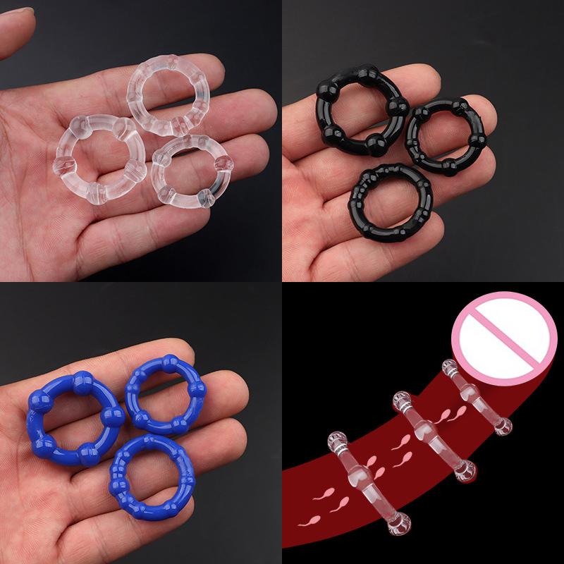 3 Pcs Silicone Cock Ring Set Delay Ejaculation Stronger Erection Penis Ring Enlargement Adult Sex Toys For Men 18+