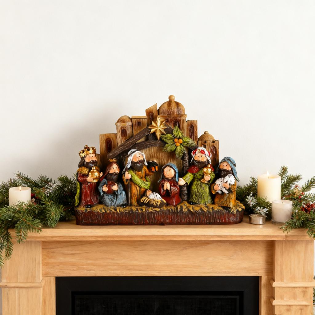 Lighted Christmas Nativity Scene Miniature Xmas Collection Tabletop Ornament