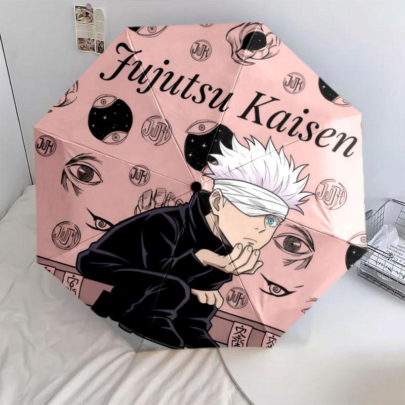 1 PC Automatic Folding Umbrella - Jujutsu Kaisen Pattern Portable Foldable Design With 8 Ribs Christmas Birthday Gifts
