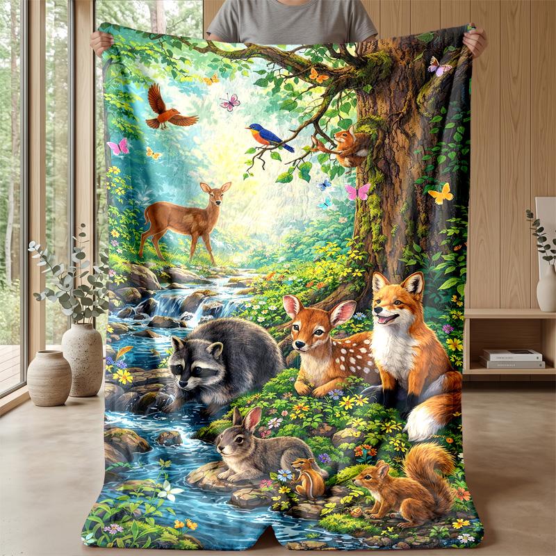 Flying Animal Adventure Theme blanket Lightweight Warm Flannel Blanket Decorative Throw Blanket for Home Decoration