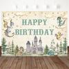 Mocsicka Happy Birthday Photography Backdrop Baby Dragon Moon Star Cloud Magic Medieval Castle Toddler Boys Portrait Backgrounds