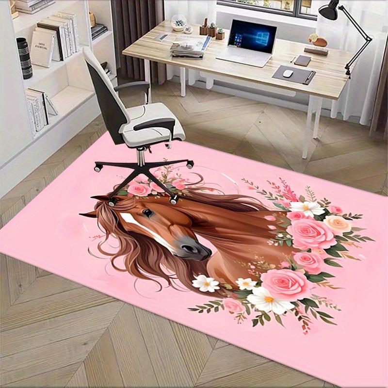 1pc Horse, Floral, Pink Office Carpet Soft Polyester Entrance Carpet Washable Non slip Machine Washa