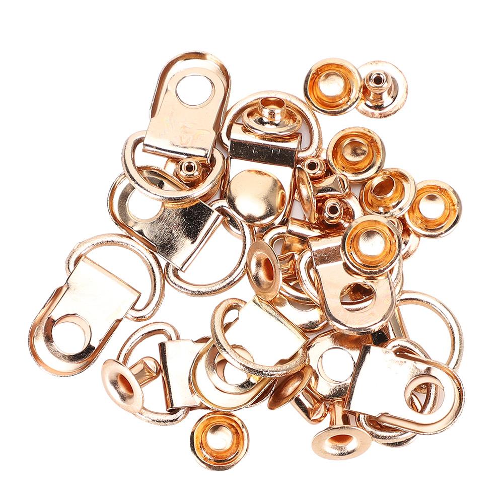 

100 Set Shoelace Hook DRing Eyelet Buckle Brass Shoe Leather Bag DIY Rivet Tool Gold 9x14mm