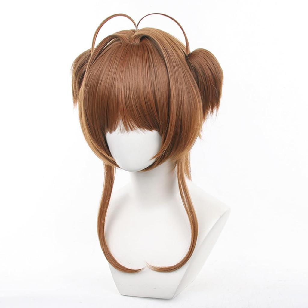 Cardcaptor Sakura Cosplay Sakura Anime Disguise Perfect for Everyday Cultural School and Cosplay Includes Wig Net Wig, Kinomoto, Heat-Resistant, Wig,