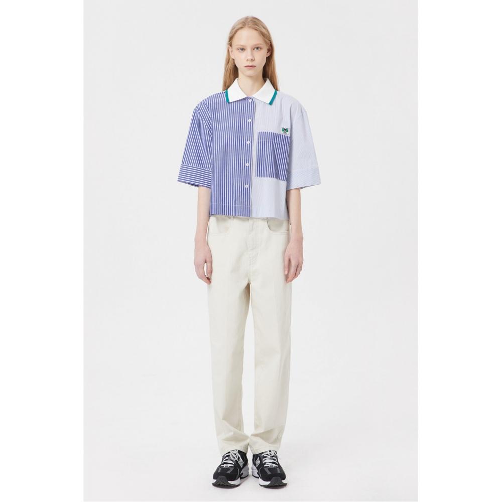 

LUCKYMARCHE Le Match Contrast Stripe Cropped ShirtQWSAX23311BUX