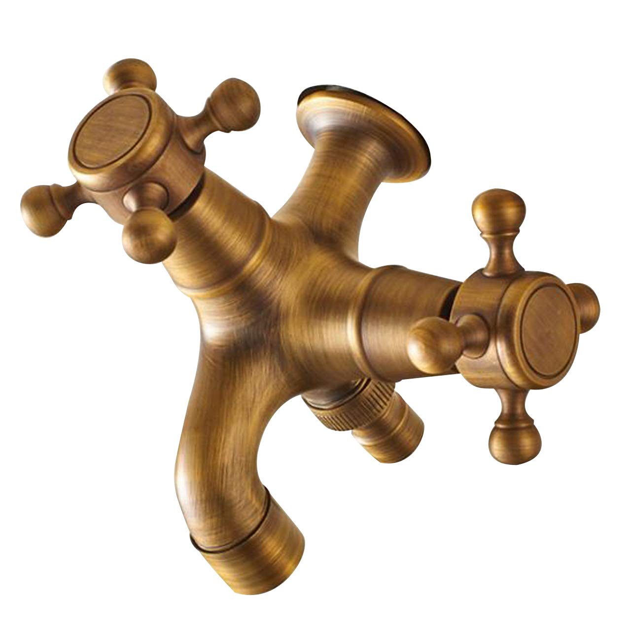 

Felimore 2-Outlet Faucet Replacement, Antique-Style Brass, Retro Water Distribution Faucet, for Gardens, Outdoors, and Renovations (Gold)