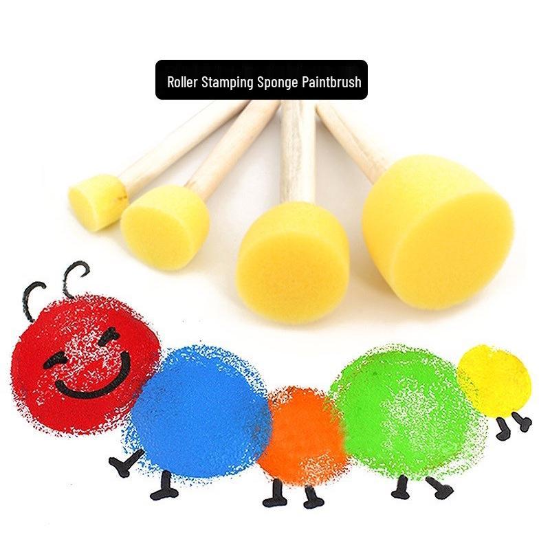 Children's Painting Sponge Brush Set: Doodling Stamps, Rollers, Cylinders, and DIY Art Tools for Early Education.