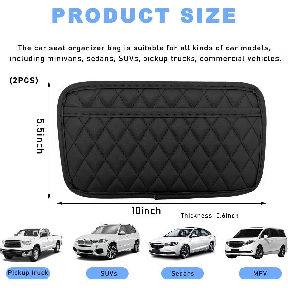2 PCS Side Pocket Organizer, Waterproof Leather Self-Adhesive Storage-Large