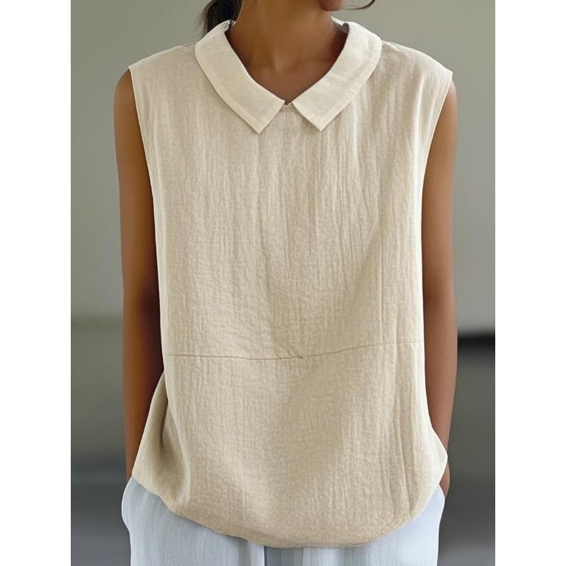 Loose Tops Sleeveless Cotton and Linen Women’s Blouses & Shirts