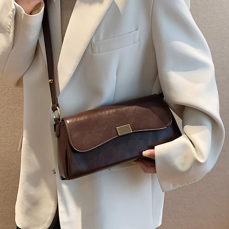 Women's Large Capacity Single Shoulder Bag Trendy Fashion Solid Color Crossbody Bag Autumn Winter New Style PU Underarm Bag