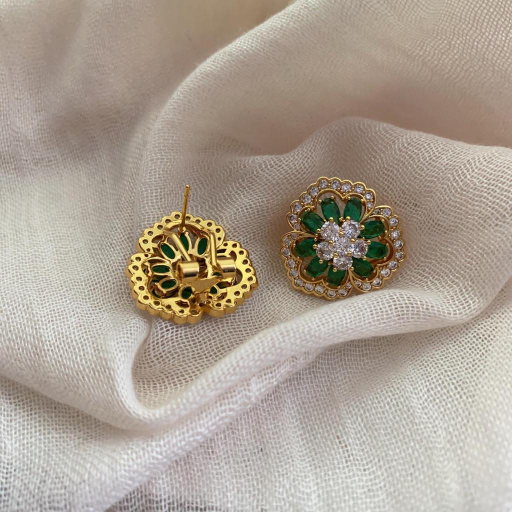 Romantic Three-Dimensional Flower Stud Earrings Inlaid With Zircon Light Luxury Exquisite Shining Versatile Temperament High-End Stud Earrings
