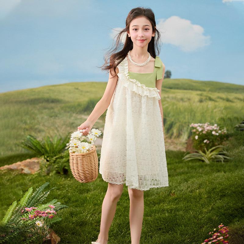 Betty Girls' Summer Mesh Princess Sling Dress