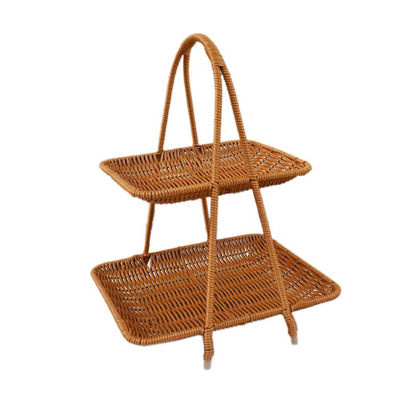 2-Tier Imitation Rattan Woven Storage Basket Set