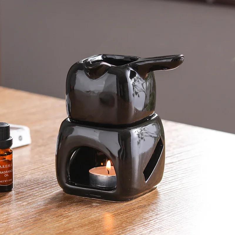 Ceramic Tea Warmer Split Incense Burner Aroma Essential Oil Lamp Candel Heating Holder Wax Melting Furnace Home Decoration