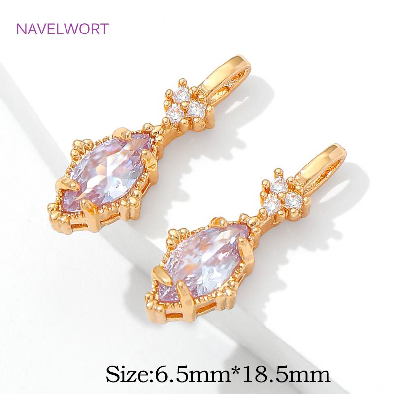 18K Gold Plated Oval Crystal Glass Charms Pendants For Bracelet Making Findings,Pendants For Jewelry DIY Earring Making Supplies