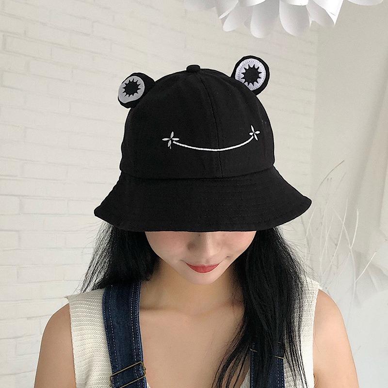 Spring and Autumn Frog Fisherman Hat Casual Versatile Wide Brim Sun Hat Literary Cartoon Frog Basin Hat Female