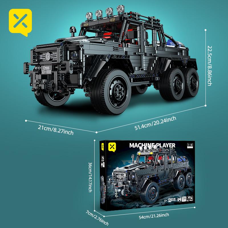 ToylinX Off-Road SUV Black Kits 1/8 Scale Pickup Truck Car Challenge Building Blocks Gift for Technical Enthusiasts Adults