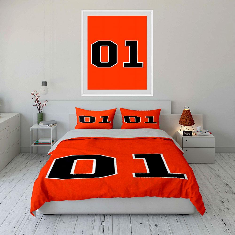 Bold Black Numbers "01". Bedding Sets Duvet Cover Sets Duvet Covers Pillowcases(1*Duvet Cover 2*Pillowcases Without Duvet Insert)