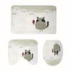 Raccoon Print Bath Set Three Piece Mat Toilet Lid Cover and U Shaped Rug Soft Flannel Non Slip for Compact Bathroom Decor