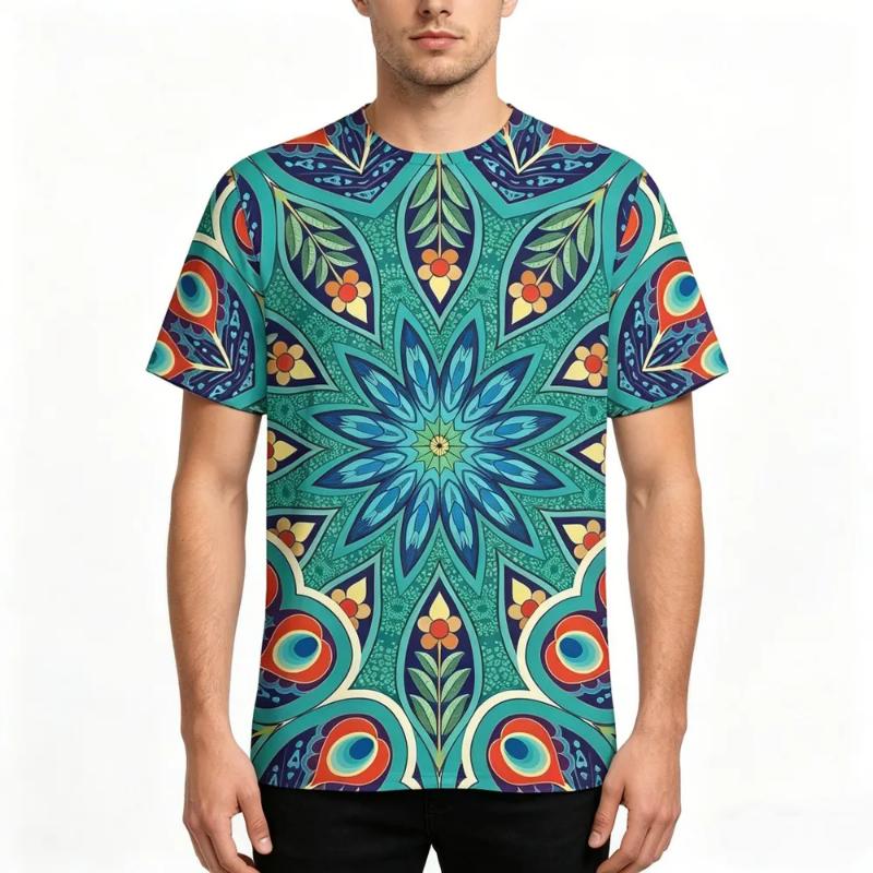 Fashion Women's Crew Neck Short Sleeve 3D Casual Color Printing Casual Short Sleeve Crew Neck T-Shirt