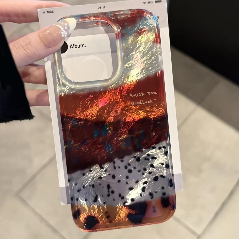 Retro Splicing Color Block Glacier Pattern Soft Phone Case, Protective Cover for iPhone 17 16 15 14 13 12 11 Pro Max Plus, 1pc