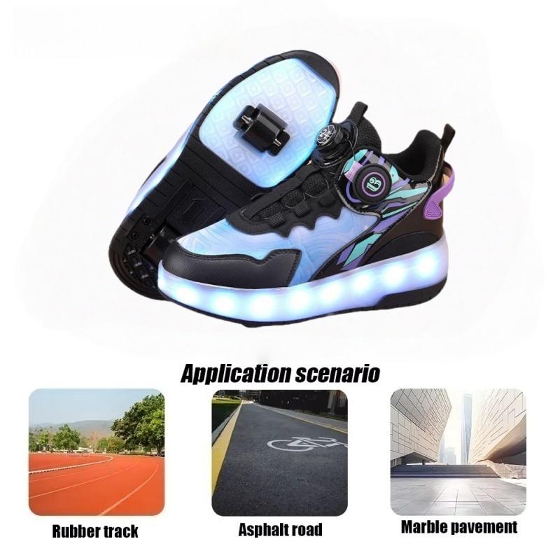 Invisible Bottom Flying Shoes with Wheels Hot Sale of The Season Unisex Kids' Double Wheel Walking Shoes Roller Skates Entertain