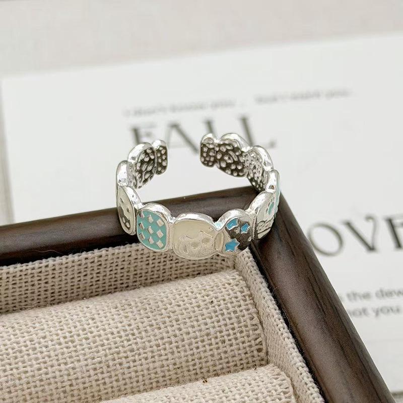 Candy Dice Gradual Change Color Enamel Butterfly Open Ring Simple Niche Design Unique Advanced Sense Stacked Ring