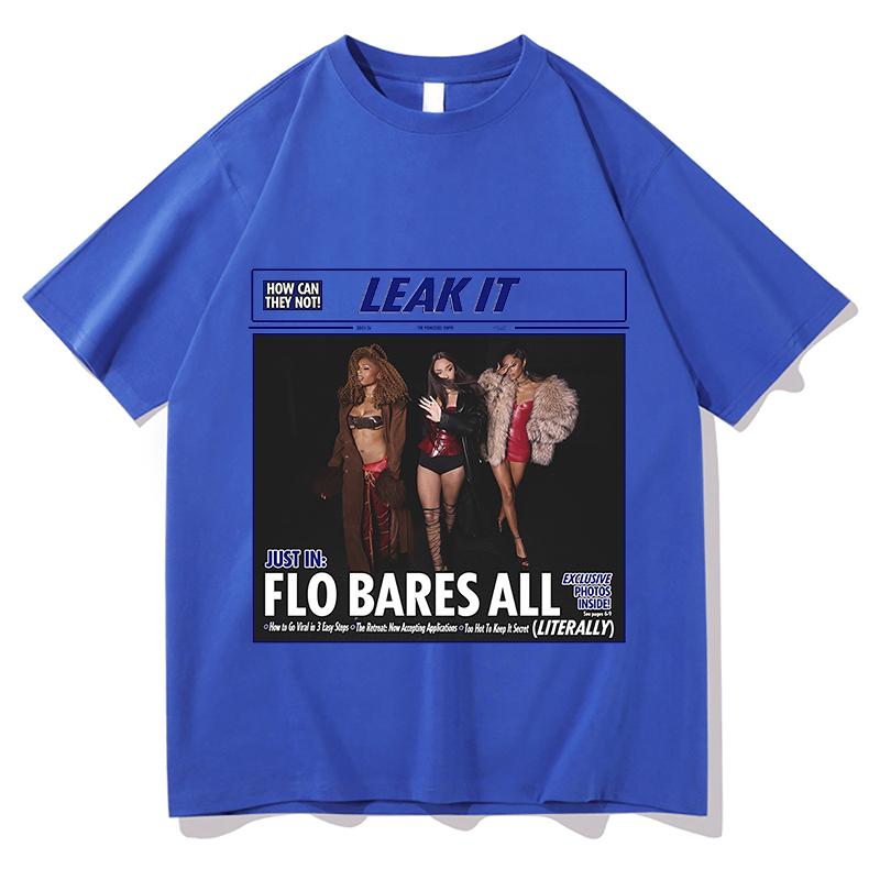FLO Leak It Tour 2026 T-shirt Pure Cotton Fashion Casual Graphic Tshirts Loose Cotton Short Sleeve Female T Shirt Print Tops Tee