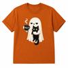 Ghost Holding Black Cat Shirt Funny Spooky Halloween Graphic Tee