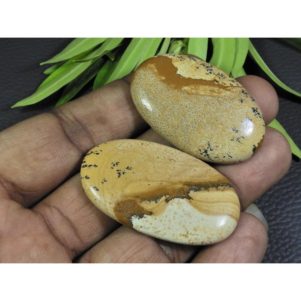 113Cts. 2Pcs Natural Picture Jasper Oval Cabochon Gemstone 26X42-26X44MM A-122