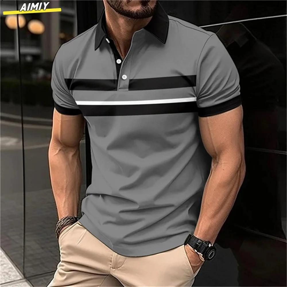 Essential Geometric Print Short Sleeve Polo Shirt for Men