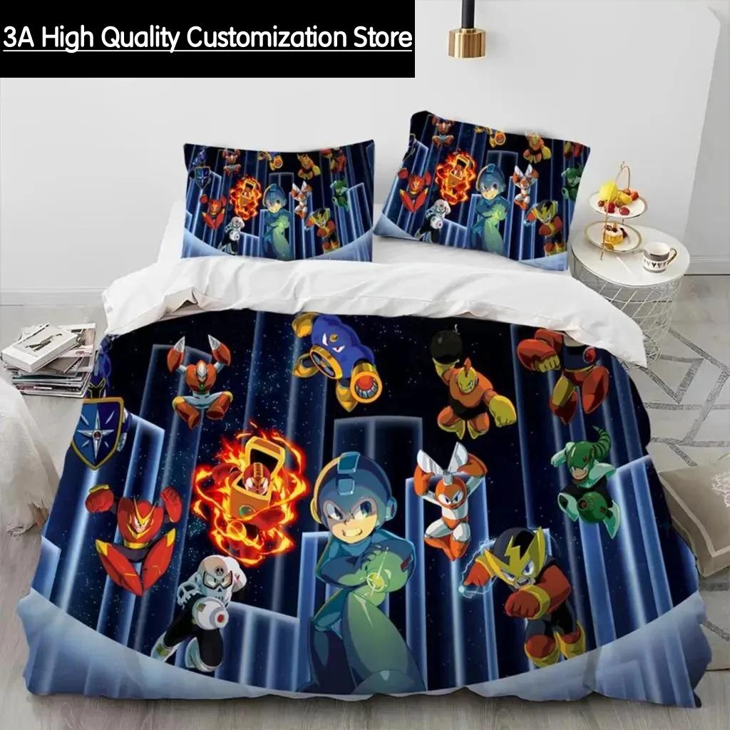 

Comforter 3D Print Rockman Megaman Game Cartoon Bedding Set Boys Girls Twin Queen Size Bed Boys Adult Comforter (quilt)-EU Single(135*200cm)3pcs
