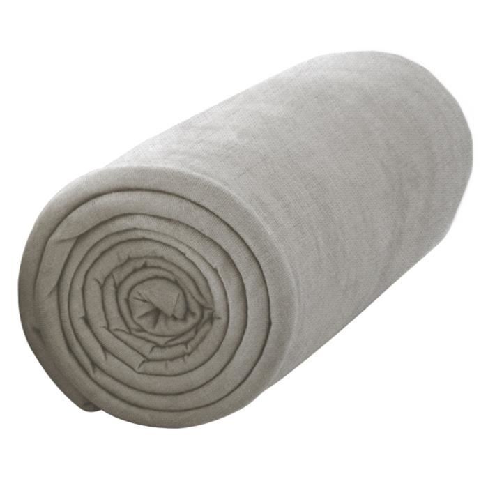 Drap housse extensible - EXTENS - 140x190 - 100% coton - Coloris Mastic - Bonnet 25 cm